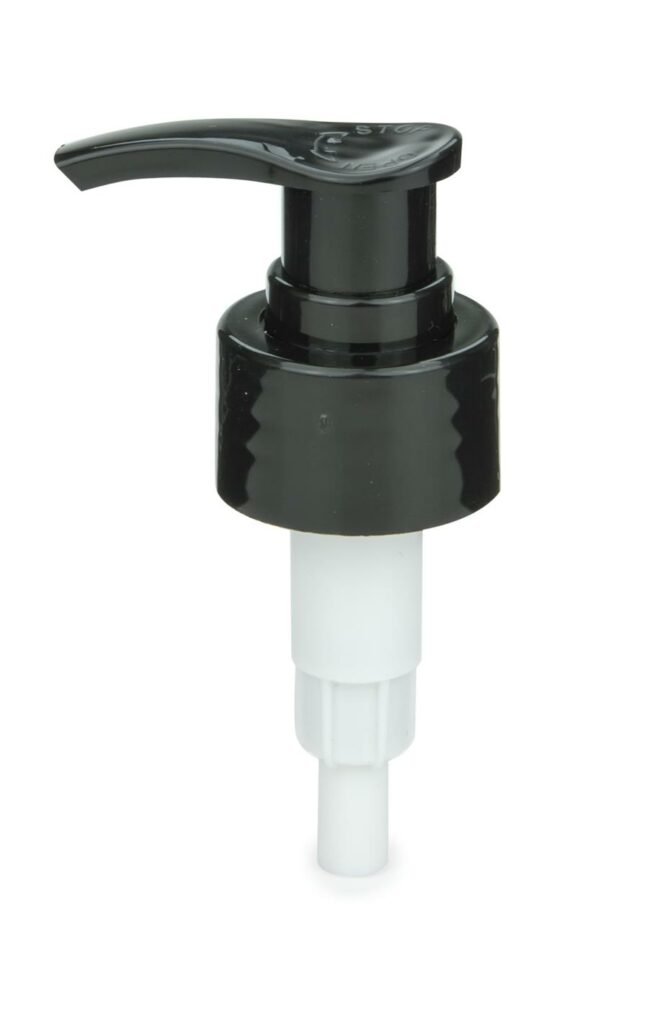 Pompe noire pour distributeur de savon.